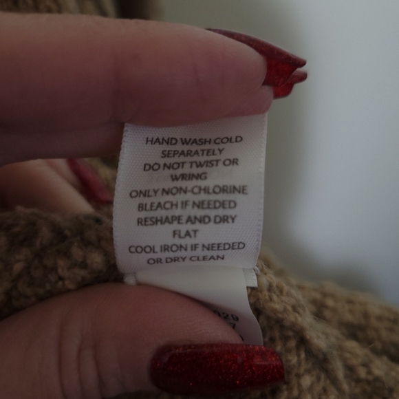 J.Jill Cable Knit Sweater Long Slouchy Wool Blend Brown Oatmeal Color Sz Medium - Picture 12 of 13